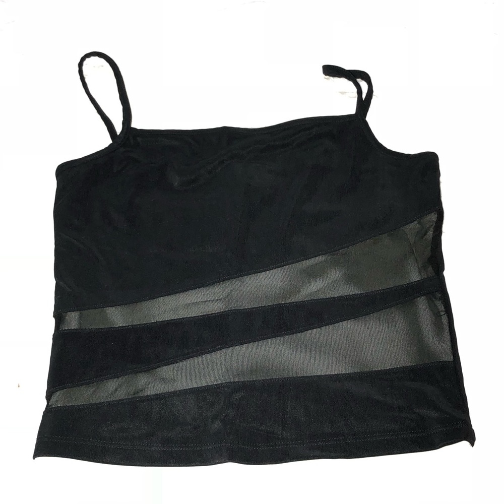Song’s Sheer striped black crop top